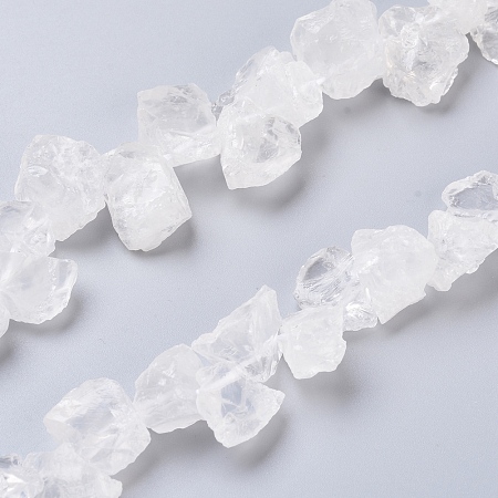 Honeyhandy Natural Quartz Crystal Beads Strands, Top Drilled Beads, Rough Raw Stone, Nuggets, 7~15x12~22x5~13mm, Hole: 1.2mm, about 20~21pcs/strand, 7.48 inch~7.87  inch(19~20cm)