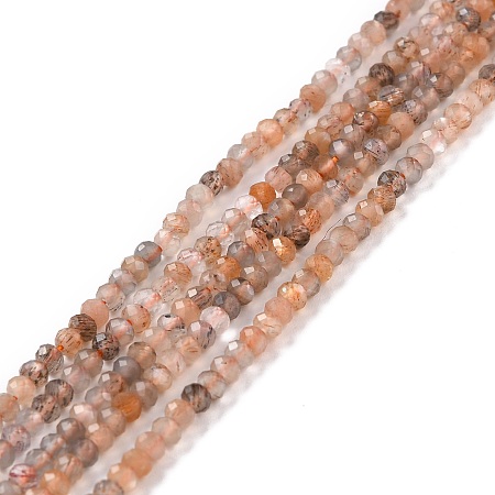 ARRICRAFT Natural Moonstone & Sunstone Beads Strands, Faceted, Round, 3mm, Hole: 0.6mm, about 162pcs/strand, 15.51''(39.4cm)