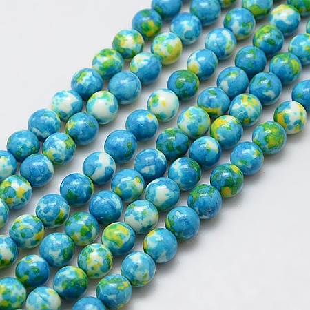 ARRICRAFT Synthetic Ocean White Jade Beads Strands, Dyed, Round, Dodger Blue, 6mm, Hole: 1mm; about 66pcs/strand, 15.74 inches