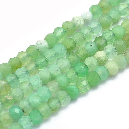Honeyhandy Natural Australia Jade/Chrysoprase Beads Strands, Rondelle, Faceted, 3x2mm, Hole: 0.5mm, about 194~195pcs/strand, 15.7 inch(40cm)