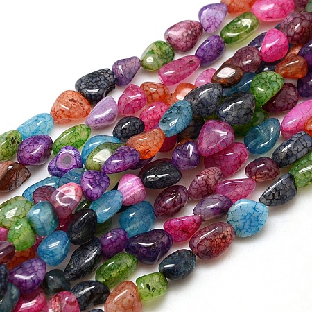 ARRICRAFT Chips Natural Crackle Agate Beads Strands, Dyed & Heated, Mixed Color, 8~16x8~12x6~10mm, Hole: 1mm, about 30~40pcs/strand, 15~16 inches