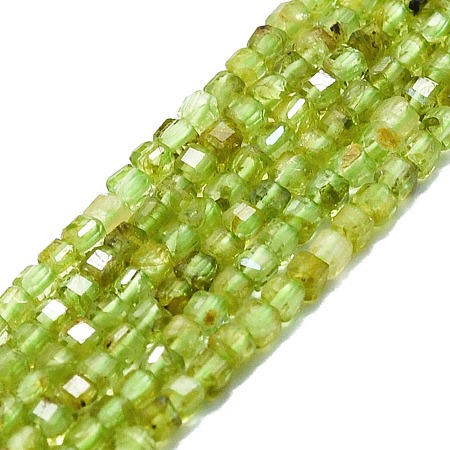 Honeyhandy Natural Peridot Beads Strands, Faceted, Cube, 2x2x2mm, Hole: 0.6mm, about 182pcs/strand, 15.16''~15.55''(38.5~39.5cm)