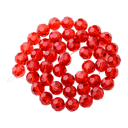 PandaHall Elite Faceted Round Imitation Austrian Crystal Bead Strands, Grade AAA, OrangeRed, 8mm, Hole: 1mm; about 50pcs/strand, 15.7