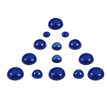 PandaHall Elite 32pcs 4 Sizes Half Round Natural Lapis Lazuli Cabochons Flatback Gemstones Beads Energy Healing Power Stone for Jewelry Making (6mm, 8mm, 10mm, 12mm)
