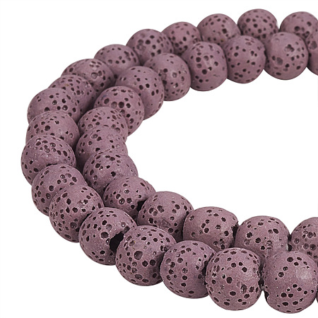 PandaHall Elite 2 Strands Rosy Brown Diameter 8mm Synthetic Lava Rock Stone Gemstone Beads Round Loose Beads for Jewelry Making Findings 15.5