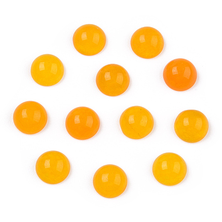 Honeyhandy Natural White Jade Cabochons, Dyed, Half Round/Dome, Gold, 6x3~4mm