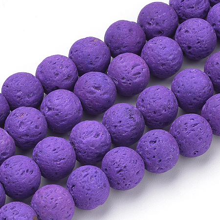 ARRICRAFT Synthetic Lava Rock Beads Strands, Dyed, Round, Blue Violet, 6mm, Hole: 1mm; about 61pcs/strand, 14.96 inches(38cm)