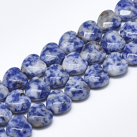 ARRICRAFT Natural Blue Spot Jasper Beads Strands, Faceted, Heart, 10x10x5mm, Hole: 1.2mm, about 20pcs/strand, 7.4 inches