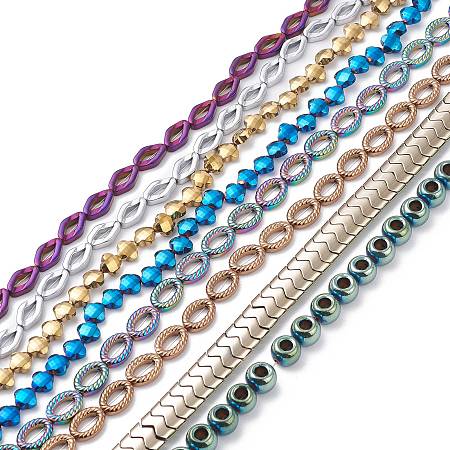 ARRICRAFT Rainbow Color Baking Painted Electroplate Non-magnetic Synthetic Hematite Beads Strands, (Color Retention for 1 Year), Mixed Shape, Mixed Color, 6~13.5x6~12x3~10mm, Hole: 0.7~2mm, 28~85pcs/strand