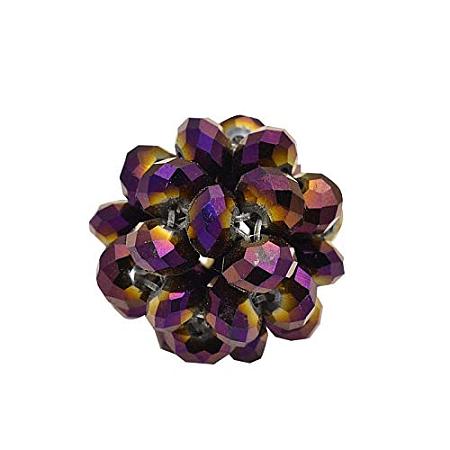 ARRICRAFT About 50pcs Electroplate Glass Beaded Round Beads for Earring Pendant Jewelry DIY Craft Making, Full Plated, Purple Plated, 22mm, Beads: 6mm