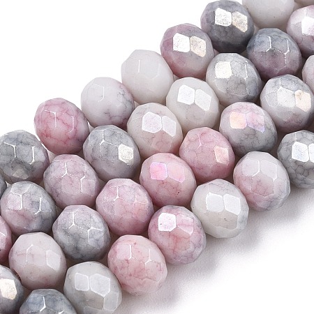 Honeyhandy Faceted Electroplated Glass Beads Strands, AB Color Plated, Abacus, Medium Orchid, 6x5mm, Hole: 1.2mm, about 88~89pcs/strand, 17.05 inch~17.32 inch(43.3~44cm)