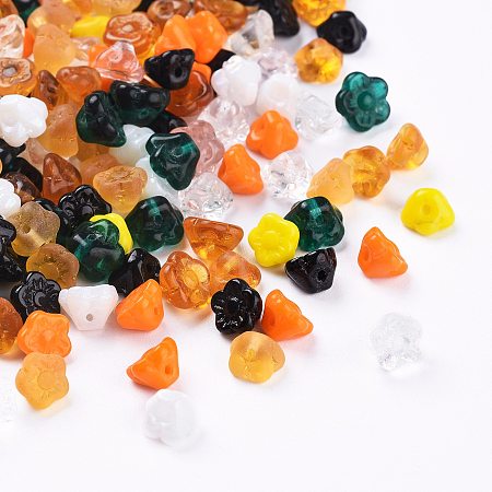 ARRICRAFT Czech Glass Beads, Flower, Mixed Color, 7~8x5mm, Hole: 1mm, about 240pcs/bag