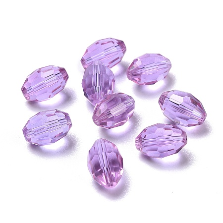 ARRICRAFT Glass Imitation Austrian Crystal Beads, Faceted, Oval, Orchid, 11x8mm, Hole: 0.8~1.4mm