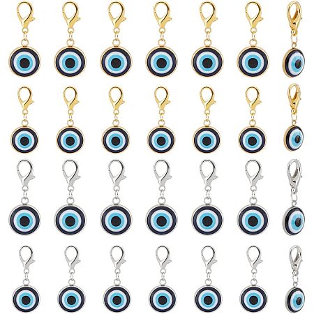 Arricraft 20 Pcs Evils Eye Keychain, Evils Eye Pendant Charms with Lobster Claw Clasps and Jump Rings Resin Evils Eye Keychain for Backpack Handbag Key Hanging Decoration