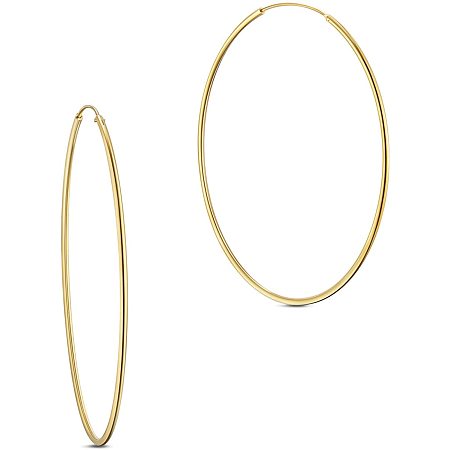 SHEGRACE 925 Sterling Silver Hoop Earrings, Gold/Platinum Plated for Women,Daimeter 65mm