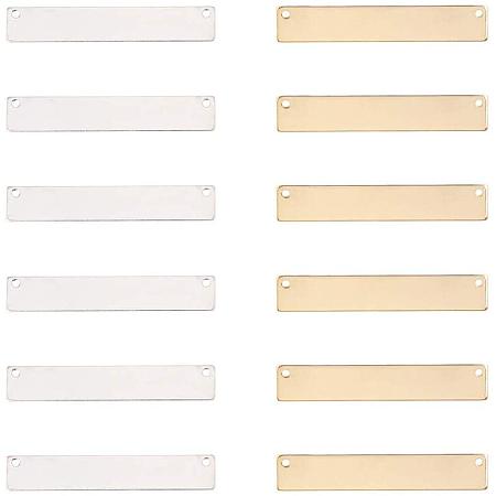 PandaHall Elite 20pcs 1.3 Inch Metal Stamping Blank Bar Brass Tag Pendants Rectangle Charm for DIY Bracelet Necklace Earring (Golden & Silver)