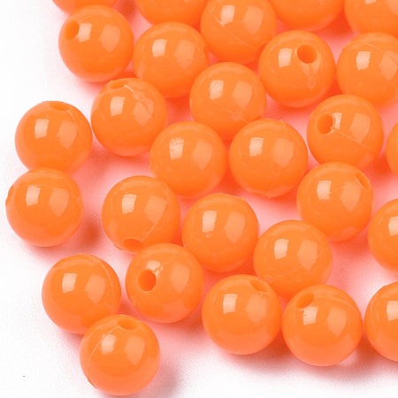 Honeyhandy Opaque Plastic Beads, Round, Coral, 6x5.5mm, Hole: 1.8mm, about 4790pcs/500g