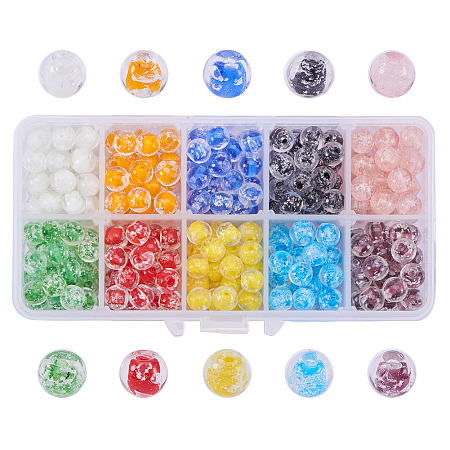 PandaHall Elite 1 Box (about 350 pcs) 10 Color 8mm Round Handmade Luminous Lampwork Beads Assortment Lot for Jewelry Making