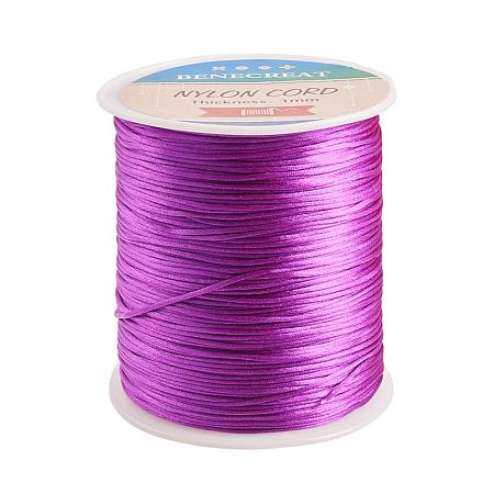 BENECREAT 1mm 200M (218 Yards) Nylon Satin Thread Rattail Trim Cord for Beading, Chinese Knot Macrame, Jewelry Making and Sewing - Purple