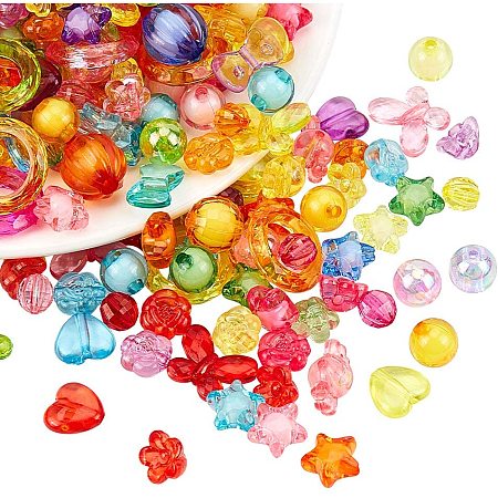 NBEADS Random Mixed Transparent Beads, 300g Acrylic Crafts Style Beads for DIY Jewellery Necklace Bracelet Making