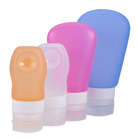 BENECREAT 4 Pack Leakproof Silicone Travel Bottles(3oz/2oz) Suction Cap Travel Bottles(1.25oz) TSA Approved for Cosmetic Toiletry Containers Shampoo Lotion Condiment