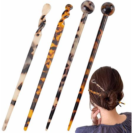 OLYCRAFT 4pcs Hair Chopsticks Chinese Ancient Style Hair Sticks for Long Hair Vintage Hair Pins Retro Hair Accessories for Performance Costume Proms Party - 4 Styles