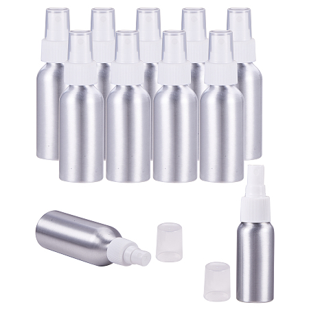 PandaHall Elite 8 Pack 4-Ounce (120ml) Aluminum Fine Mist Spray Bottles Platinum Metal Atomizer Bottles Travel, Storage
