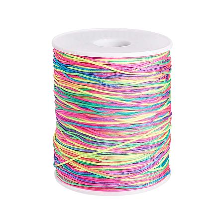 BENECREAT 0.8mm 275M (300 Yards) Nylon Satin Thread Rattail Trim Cord for Beading, Chinese Knot Macrame, Jewelry Making and Sewing - Colorful