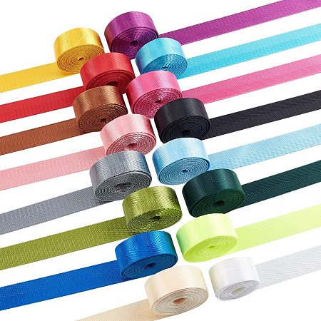 NBEADS 16 Strands Nylon Webbing Straps, Fabric Ribbons 16 Multi-Color Weather Resistant Fabric Straps for Bags Backpacks DIY Crafts Gift Wrapping Party Wedding