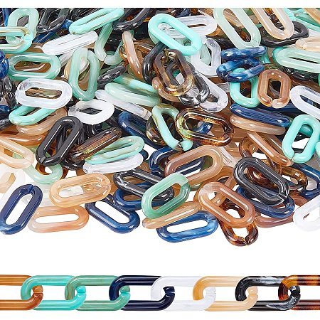 SUPERFINDINGS About 384Pcs 0.81x0.43x0.12Inch Acrylic Linking Rings 8 Colors Acrylic C-Clips Hooks Chain Links Quick Link Connectors for Earring Necklace Eyeglass Chain