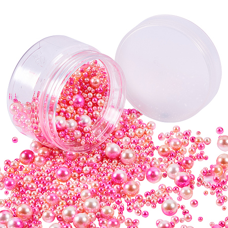 PandaHall Elite About 1520 Pieces 6 Sizes No Holes/Undrilled Imitated Pearl Beads for Vase Fillers, Wedding, Party, Home Decoration, Hot Pink