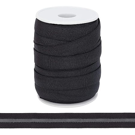 BENECREAT 20 Yards 15mm Wide Non-Slip Elastic Band Stretchy Silicone Backed Gripper Elastic Ribbon Flat Elastic Band with Spool for Sewing Clothing Hair Accessories, Black