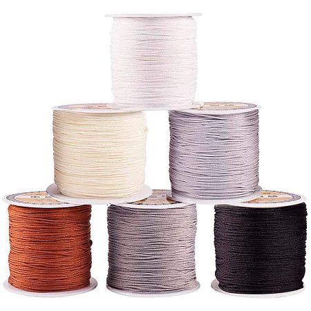 ARRICRAFT 6 Rolls About 1300 Yard Braided Polyester Craft Thread Cord 0.8mm Satin Trim Cord Chinese Knotting Beading Cord for DIY Jewellery Making Kumihimo Shamballa Friendship Bracelet – Mixed Color