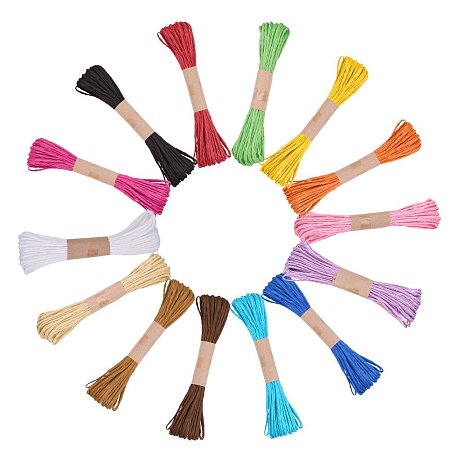 NBEADS 15 Bundles of Assorted Colors Paper Cords Twines Durable Tags Tie Labels String for Wedding Party Gift Wrapping, DIY Arts Projects, 10m/Bundle
