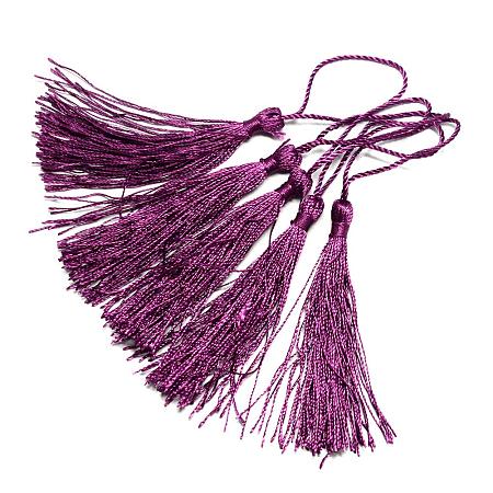 NBEADS 100 Pcs 13cm/5 Inch Purple Handmade DIY Tassels Polyester Floss Bookmark with 2-Inch Cord Loop for Jewelry Making, Cellphone Straps and DIY Accessories