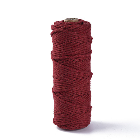 Honeyhandy Cotton String Threads, Macrame Cord, Decorative String Threads, for DIY Crafts, Gift Wrapping and Jewelry Making, FireBrick, 3mm, about 54.68 yards(50m)/roll