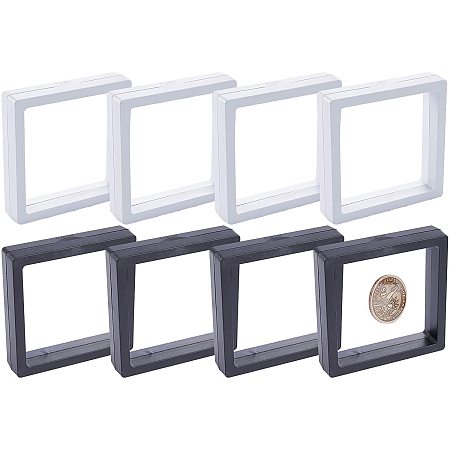 NBEADS 8 Pcs 3D Floating Display Case Display Stand Holder Suspension Frame for Jewelry Ring Challenge Coin Championship Badage, 2.76