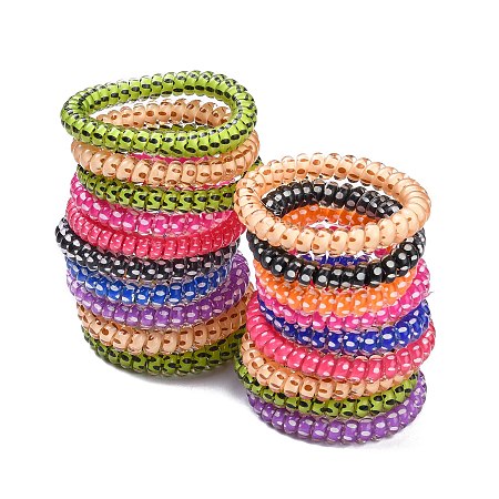 Honeyhandy Telephone Cord Elastic Hair Ties, Ponytail Holder, Plastic, Mixed Color, 40~45mm