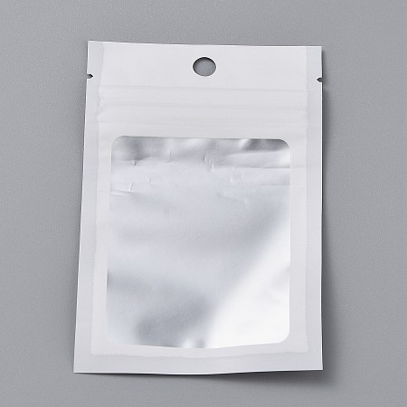 Honeyhandy Plastic Zip Lock Bag, Storage Bags, Self Seal Bag, Top Seal, with Window and Hang Hole, Rectangle, White, 12x8x0.25cm, Unilateral Thickness: 3.1 Mil(0.08mm), 95~100pcs/bag