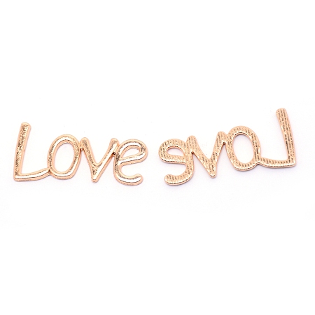 Alloy Cabochons, Word Love, Light Gold, 14.5x32x1.5mm