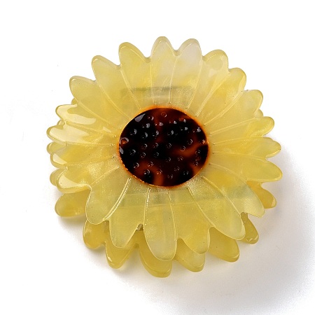 Honeyhandy Cellulose Acetate(Resin) Claw Hair Clips, with Platinum Iron Findings, Sunflower, Light Khaki, 49x50.5x28mm
