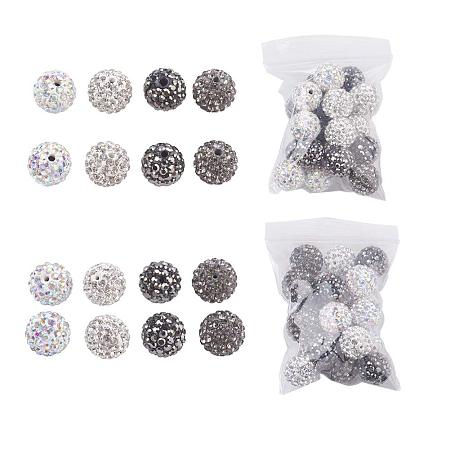 ARRICRAFT 80pcs 12mm 4 Color Drilled & Half Drilled Clay Pave Disco Ball for Polymer Clay Rhinestone Shamballa Beads Charms Jewelry Makings