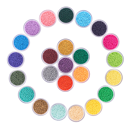 PandaHall Elite 24 Boxes of About 40800 Pcs 13/0 Multicolor Beading Glass Seed Beads 24 Colors Opaque Round Pony Bead Mini Spacer Beads Diameter 2.3mm with Container Box for Jewelry Making