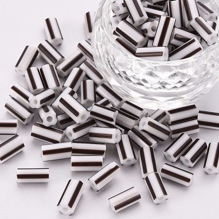 Honeyhandy Glass Bugle Beads, Opaque Colours Seep, Round Hole, Black, 8~10x4mm, Hole: 1.8mm, about 1800pcs/pound