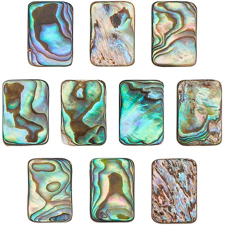 CHGCRAFT 10Pcs Colorful Square Natural Abalone Shell Paua Shell Cabochons Natural Shell cabochons for Jewelry Making