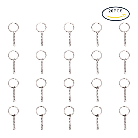 PandaHall Elite 20 Pcs 316 Stainless Steel Key Clasps Keyring Connection Size 25mm Outer Diameter