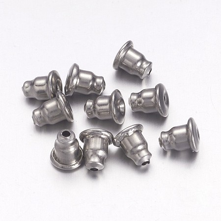 PandaHall Elite 50pcs Earrings Findings Earring Safety Backs Original Color 304 Surgical Stainless Steel Earnuts
