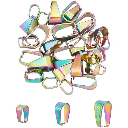 UNICRAFTALE 30pcs Rainbow Stainless Steel Snap on Bails Pendant Bails Connectors Hook Pendant Clasps for DIY Dangle Charms Neckalce Jewelry Making 8-13mm