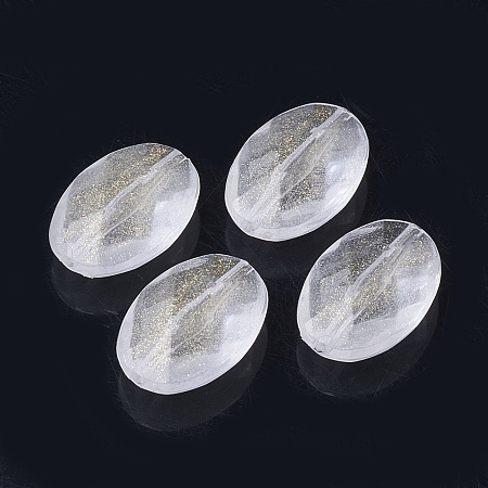 Honeyhandy Transparent Acrylic Beads, Glitter Beads, Faceted, Oval, Clear, 19x13x7mm, Hole: 1.5mm, about 475pcs/500g