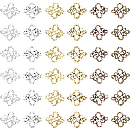 CHGCRAFT 144pcs 4 Colors 2 Sizes Tibetan Alloy Links Connectors Chinese Knot Shape Link Connector Charms Jewelry Making Bracelet Accessories Links for Jewelry Crafting 0.86x0.73inch